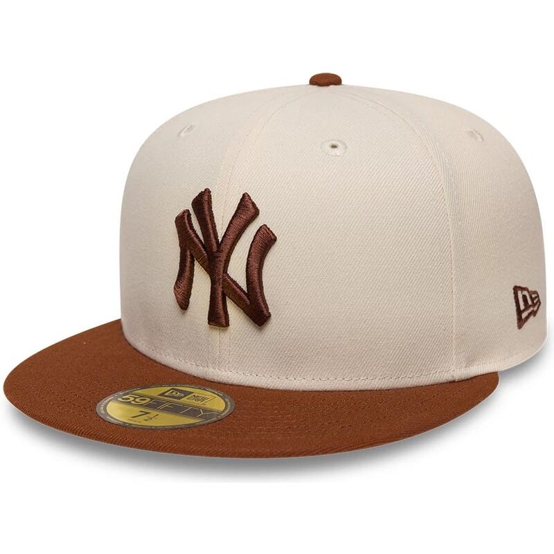 new-era-flat-brim-brown-logo-59fifty-league-essential-new-york-yankees-mlb-brown-and-beige-fitted-cap new-era-flat-brim-brown-logo-59fifty-league-essential-new-york-yankees-mlb-brown-and-beige-fitted-cap