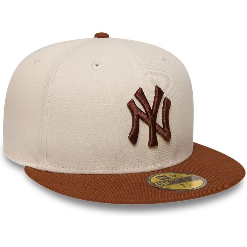 new-era-flat-brim-brown-logo-59fifty-league-essential-new-york-yankees-mlb-brown-and-beige-fitted-cap new-era-flat-brim-brown-logo-59fifty-league-essential-new-york-yankees-mlb-brown-and-beige-fitted-cap