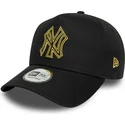 new-era-curved-brim-golden-logo-e-frame-metallic-outline-new-york-yankees-mlb-black-snapback-cap