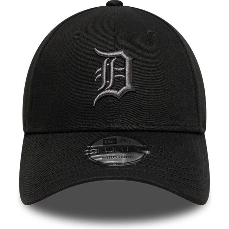 new-era-curved-brim-grey-logo-9forty-league-essential-detroit-tigers-mlb-black-adjustable-cap