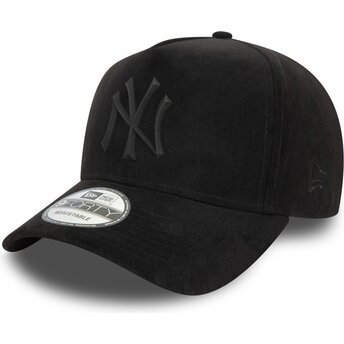 New Era Curved Brim Black Logo E Frame Faux Suede New York Yankees MLB Black Snapback Cap