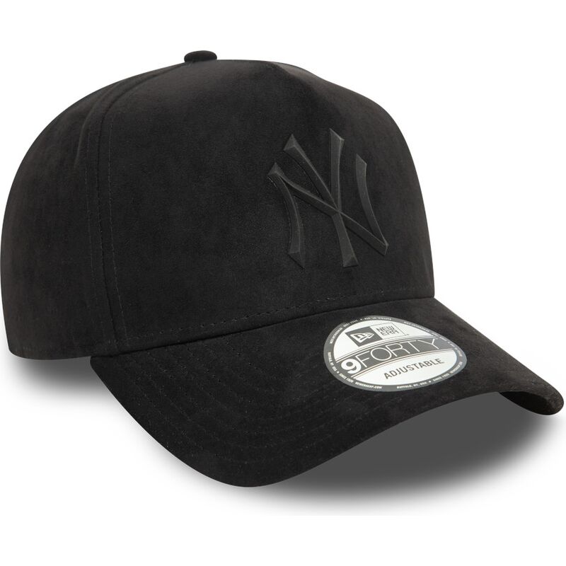 new-era-curved-brim-black-logo-e-frame-faux-suede-new-york-yankees-mlb-black-snapback-cap