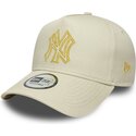 new-era-curved-brim-golden-logo-e-frame-metallic-outline-new-york-yankees-mlb-beige-snapback-cap