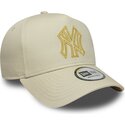 new-era-curved-brim-golden-logo-e-frame-metallic-outline-new-york-yankees-mlb-beige-snapback-cap