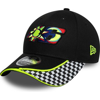 New Era Curved Brim 9FORTY M-Crown Check Valentino Rossi VR46 MotoGP Black Adjustable Cap
