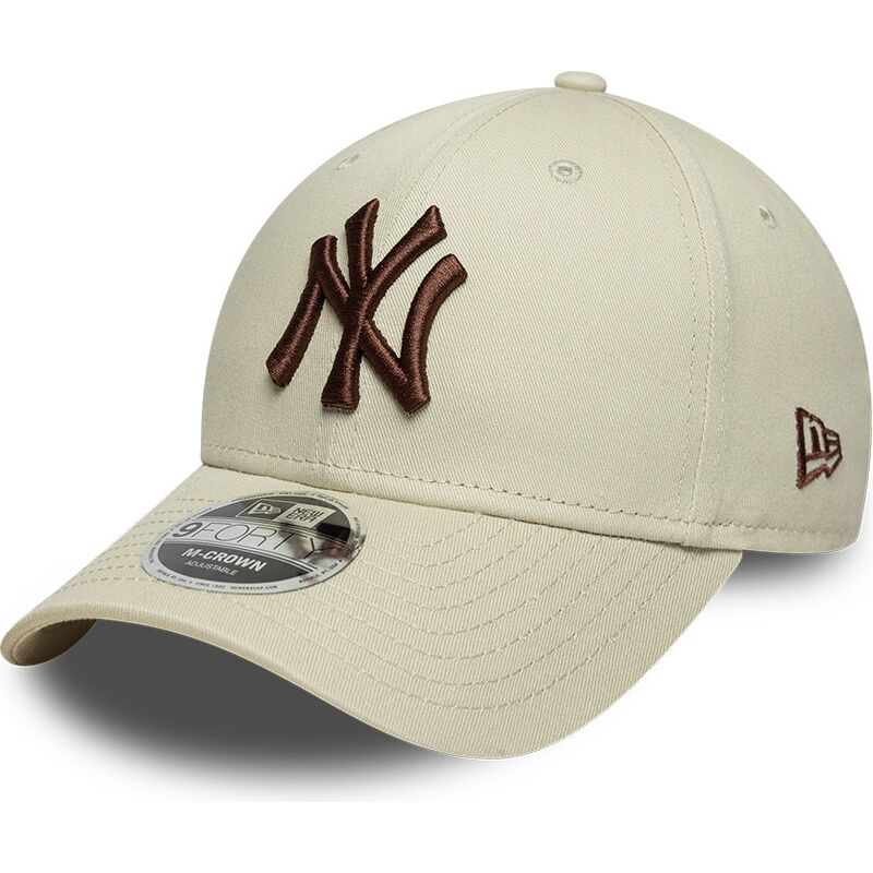 new-era-curved-brim-brown-logo-9forty-m-crown-new-york-yankees-mlb-beige-snapback-cap