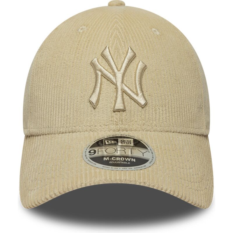 new-era-curved-brim-9forty-m-crown-cord-new-york-yankees-mlb-beige-adjustable-cap-with-beige-logo