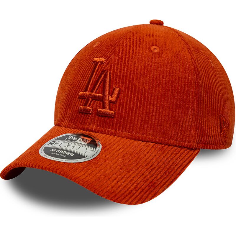 new-era-curved-brim-orange-logo-9forty-m-crown-cord-los-angeles-dodgers-mlb-orange-adjustable-cap