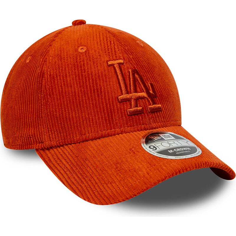 new-era-curved-brim-orange-logo-9forty-m-crown-cord-los-angeles-dodgers-mlb-orange-adjustable-cap