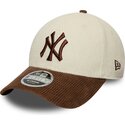 new-era-curved-brim-brown-logo-9forty-m-crown-cord-new-york-yankees-mlb-brown-and-beige-adjustable-cap