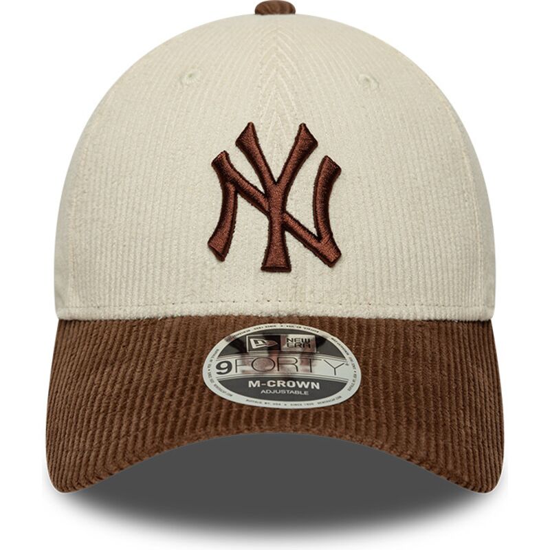 new-era-curved-brim-brown-logo-9forty-m-crown-cord-new-york-yankees-mlb-brown-and-beige-adjustable-cap