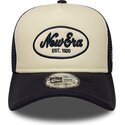 new-era-a-frame-oval-foam-patch-navy-blue-and-beige-trucker-hat