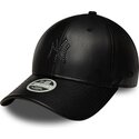 new-era-curved-brim-women-black-logo-9forty-m-crown-pu-diamante-new-york-yankees-mlb-black-snapback-cap