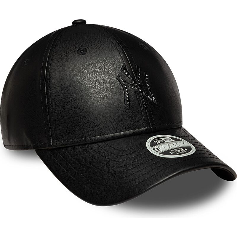 new-era-curved-brim-women-black-logo-9forty-m-crown-pu-diamante-new-york-yankees-mlb-black-snapback-cap
