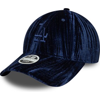New Era Curved Brim Women Navy Blue Logo 9TWENTY Velour Los Angeles Dodgers MLB Navy Blue Adjustable Cap