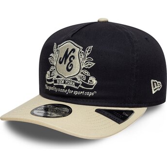 New Era Curved Brim 19TWENTY Washed Graphic Navy Blue and Beige Adjustable Cap