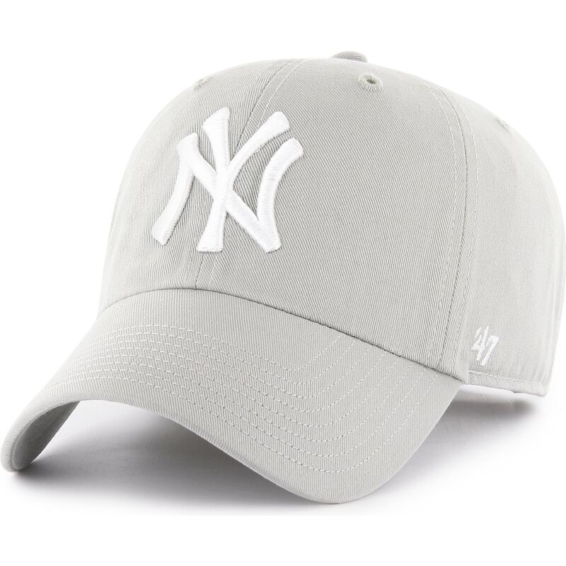 47-brand-curved-brim-clean-up-no-loop-label-new-york-yankees-mlb-light-grey-adjustable-cap 47-brand-curved-brim-clean-up-no-loop-label-new-york-yankees-mlb-light-grey-adjustable-cap
