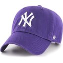 47-brand-curved-brim-clean-up-no-loop-label-new-york-yankees-mlb-purple-adjustable-cap