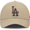nike-curved-brim-brown-logo-club-structured-uv-poly-ripstop-los-angeles-dodgers-mlb-beige-adjustable-cap