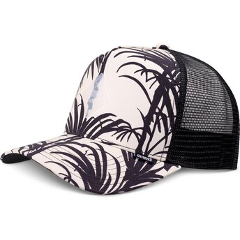 Djinns HFT Allover Palm Black and Beige Trucker Hat