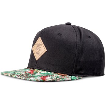 Djinns Flat Brim Woven Jungle Rev Black and Green Snapback Cap
