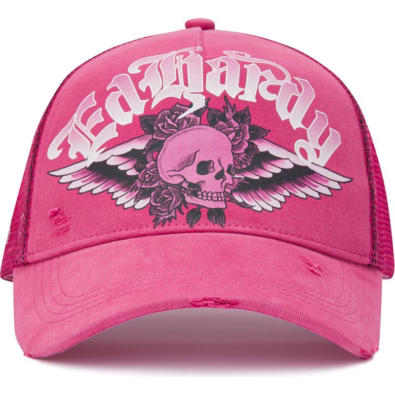 ed-hardy-flaming-gothic-skull-washed-pink-trucker-hat