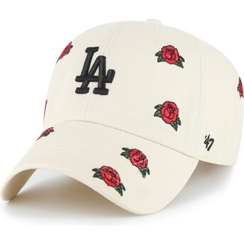 47 Brand Curved Brim Clean Up Scatter Los Angeles Dodgers MLB Beige Adjustable Cap