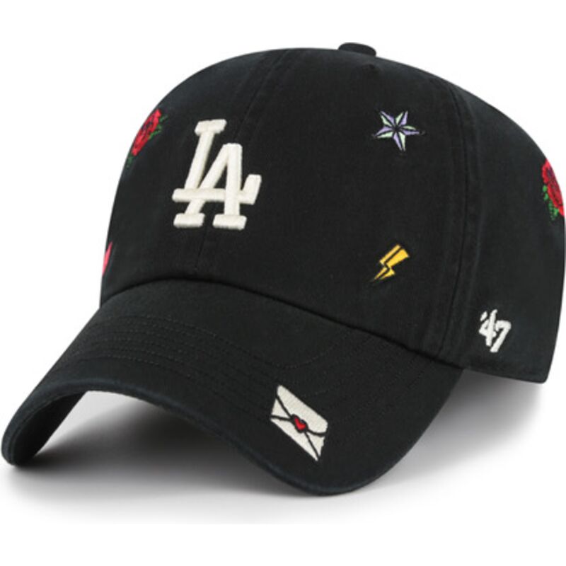 47-brand-curved-brim-clean-up-multi-scatter-los-angeles-dodgers-mlb-black-adjustable-cap