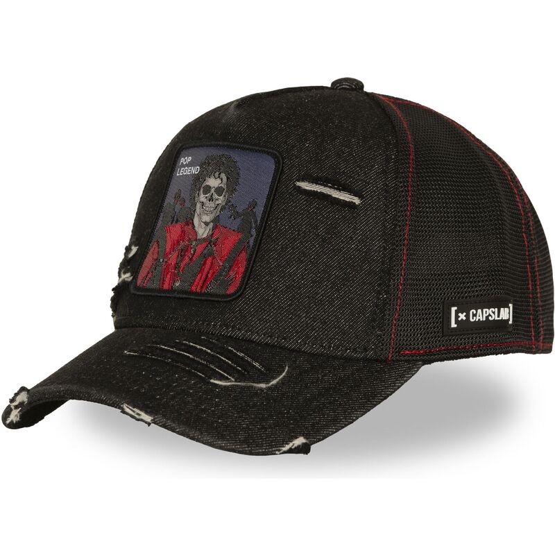 capslab-michael-jackson-pop-legend-sta1-pop-famous-black-trucker-hat capslab-michael-jackson-pop-legend-sta1-pop-famous-black-trucker-hat