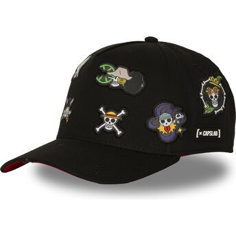 Capslab Curved Brim Straw Hat Pirates OP8 FLA One Piece Black Snapback Cap