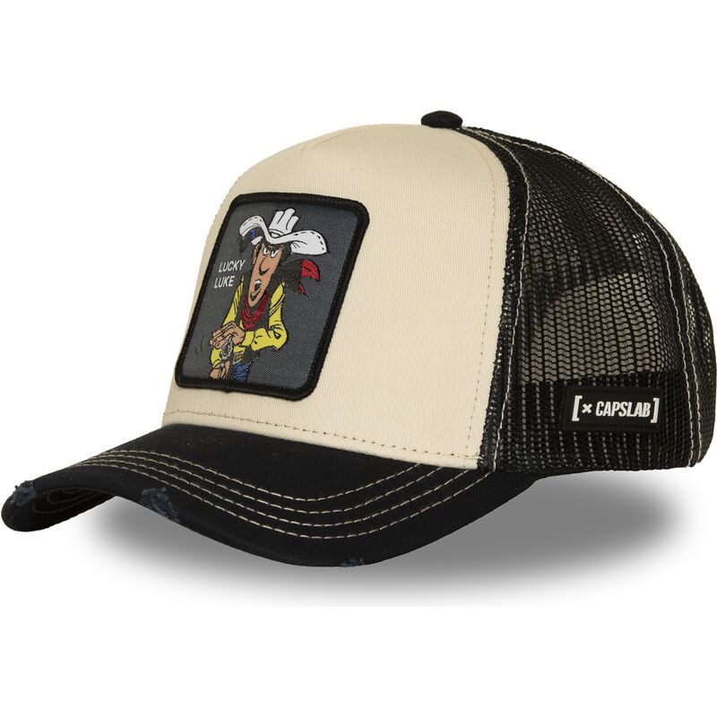 capslab-lucky-luke-lck4-cow-beige-and-black-trucker-hat capslab-lucky-luke-lck4-cow-beige-and-black-trucker-hat