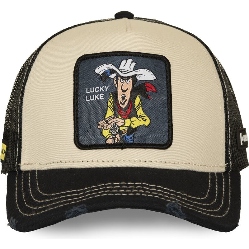 capslab-lucky-luke-lck4-cow-beige-and-black-trucker-hat capslab-lucky-luke-lck4-cow-beige-and-black-trucker-hat