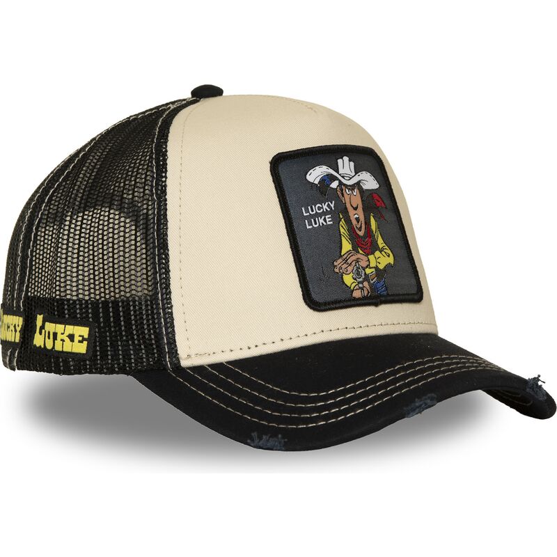capslab-lucky-luke-lck4-cow-beige-and-black-trucker-hat capslab-lucky-luke-lck4-cow-beige-and-black-trucker-hat