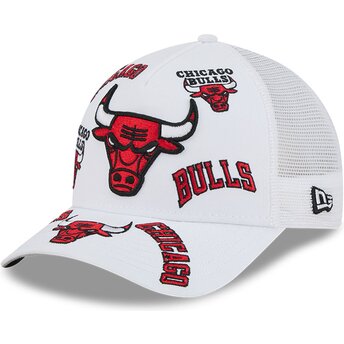 New Era 9FORTY M-Crown A Frame All Over Chicago Bulls NBA White Trucker Hat
