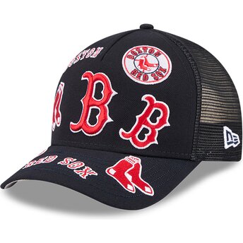 New Era 9FORTY M-Crown A Frame All Over Boston Red Sox MLB Navy Blue Trucker Hat