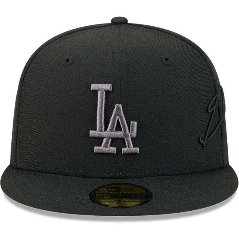 new-era-flat-brim-grey-logo-59fifty-side-script-los-angeles-dodgers-mlb-black-fitted-cap