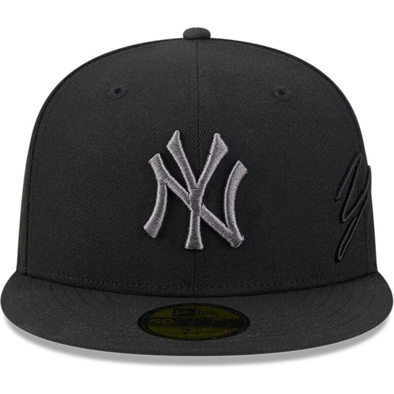 new-era-flat-brim-grey-logo-59fifty-side-script-new-york-yankees-mlb-black-fitted-cap new-era-flat-brim-grey-logo-59fifty-side-script-new-york-yankees-mlb-black-fitted-cap