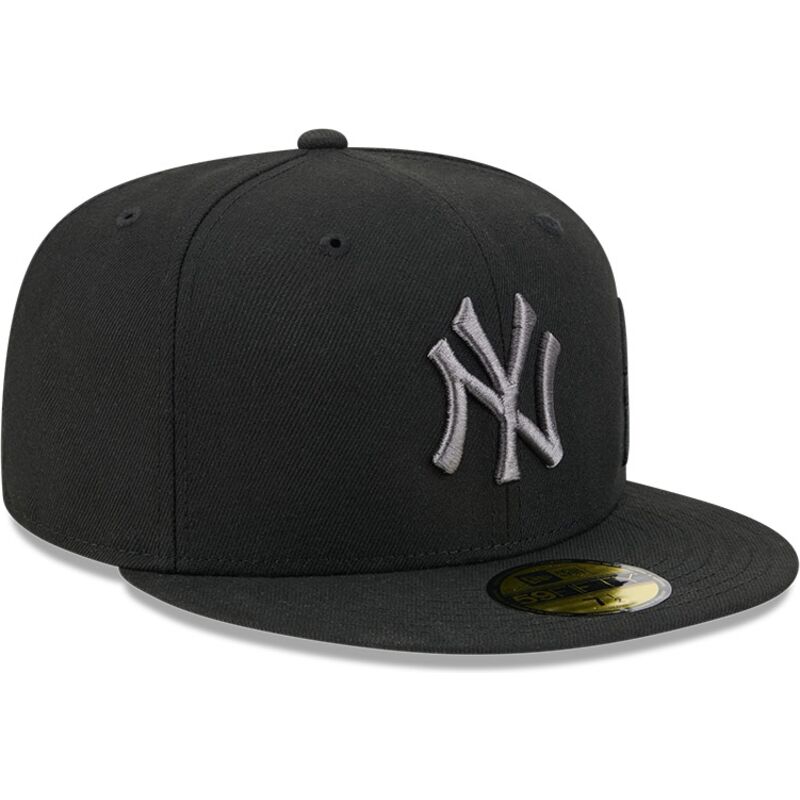 new-era-flat-brim-grey-logo-59fifty-side-script-new-york-yankees-mlb-black-fitted-cap new-era-flat-brim-grey-logo-59fifty-side-script-new-york-yankees-mlb-black-fitted-cap