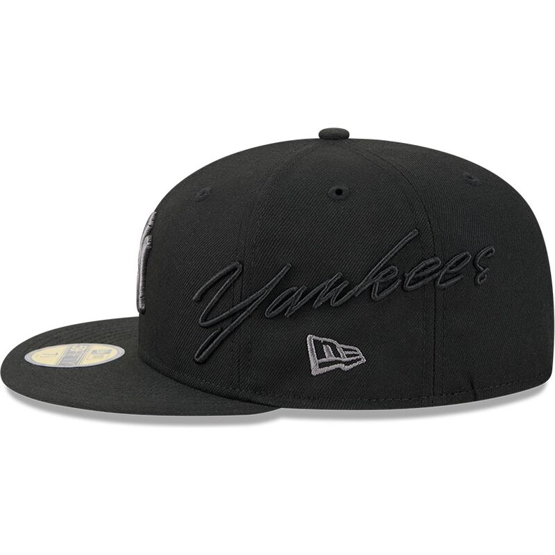 new-era-flat-brim-grey-logo-59fifty-side-script-new-york-yankees-mlb-black-fitted-cap new-era-flat-brim-grey-logo-59fifty-side-script-new-york-yankees-mlb-black-fitted-cap