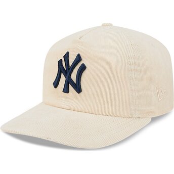 New Era Curved Brim Navy Blue Logo 19TWENTY NA Lifestyle F1 New York Yankees MLB Beige Adjustable Cap