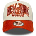 new-era-curved-brim-e-frame-wordmark-suede-new-york-yankees-mlb-beige-and-brown-snapback-cap