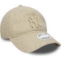 new-era-curved-brim-9twenty-a-frame-melton-luxe-new-york-yankees-mlb-beige-adjustable-cap-with-beige-logo
