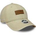 new-era-curved-brim-brown-logo-9twenty-denim-new-york-yankees-mlb-beige-adjustable-cap