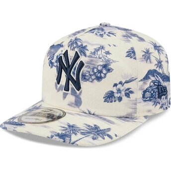 New Era Curved Brim 19TWENTY Tropics New York Yankees MLB Navy Blue and White Snapback Cap