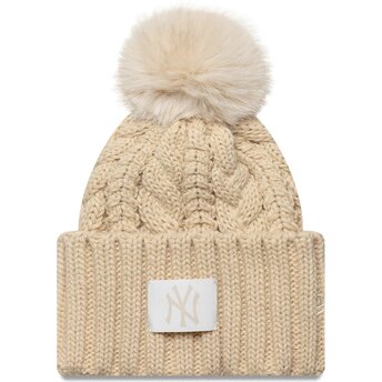 New Era Youth Cable New York Yankees MLB Beige Beanie with Pompom