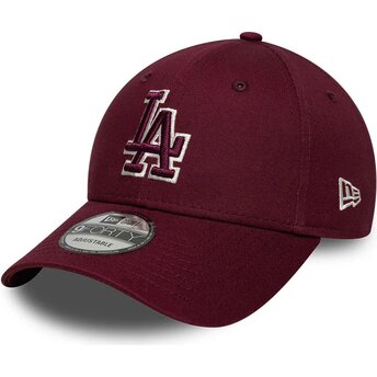 New Era Curved Brim Maroon Logo 9FORTY Team Outline Los Angeles Dodgers MLB Maroon Adjustable Cap