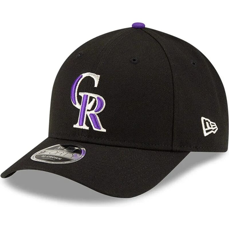 new-era-curved-brim-purple-logo-9forty-m-crown-player-replica-colorado-rockies-mlb-black-snapback-cap