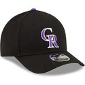 new-era-curved-brim-purple-logo-9forty-m-crown-player-replica-colorado-rockies-mlb-black-snapback-cap