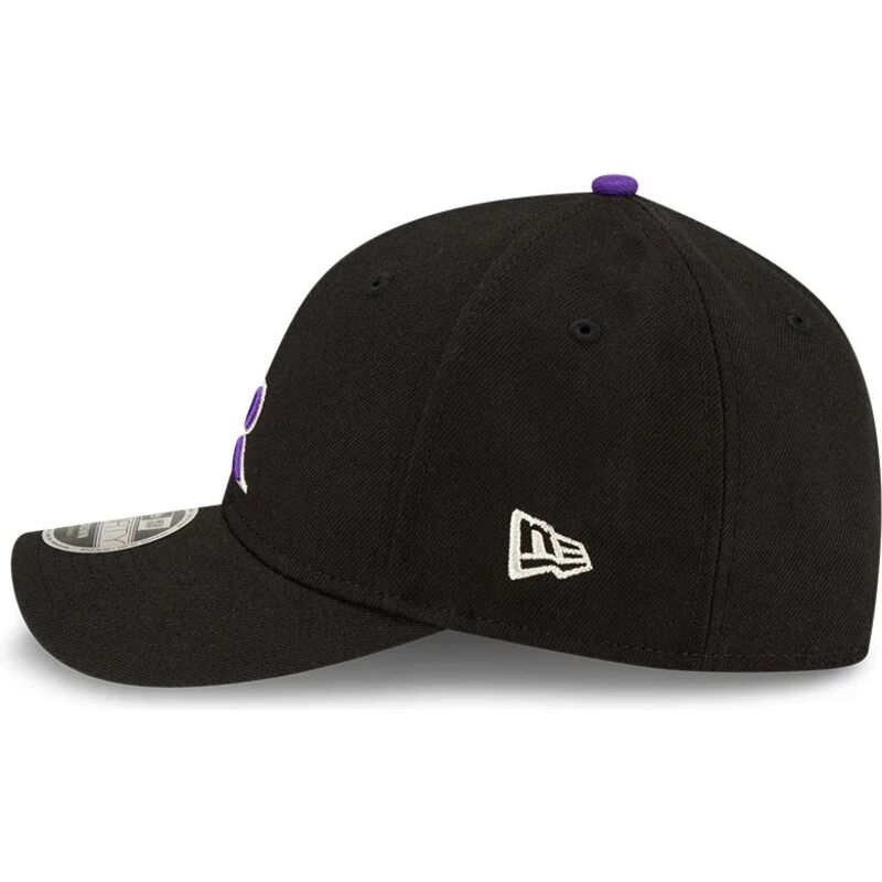 new-era-curved-brim-purple-logo-9forty-m-crown-player-replica-colorado-rockies-mlb-black-snapback-cap