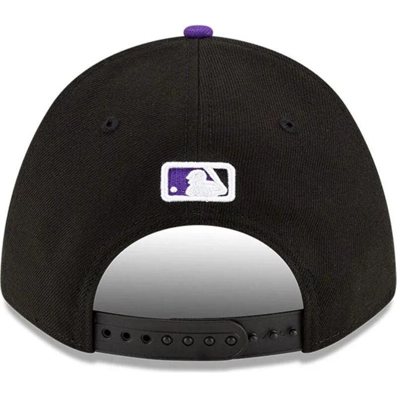 new-era-curved-brim-purple-logo-9forty-m-crown-player-replica-colorado-rockies-mlb-black-snapback-cap